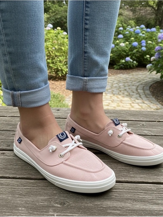 Chaps Shoes - Chaps Women’s Canvas Slip On Boat Shoes in Pink, Size 9.5